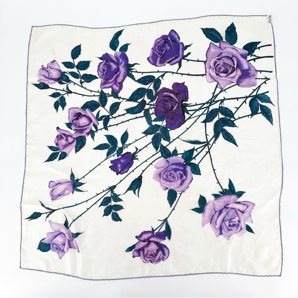 Vintage Purple Rose Hand~Rolled Japan Scarf - Picture 6 of 6